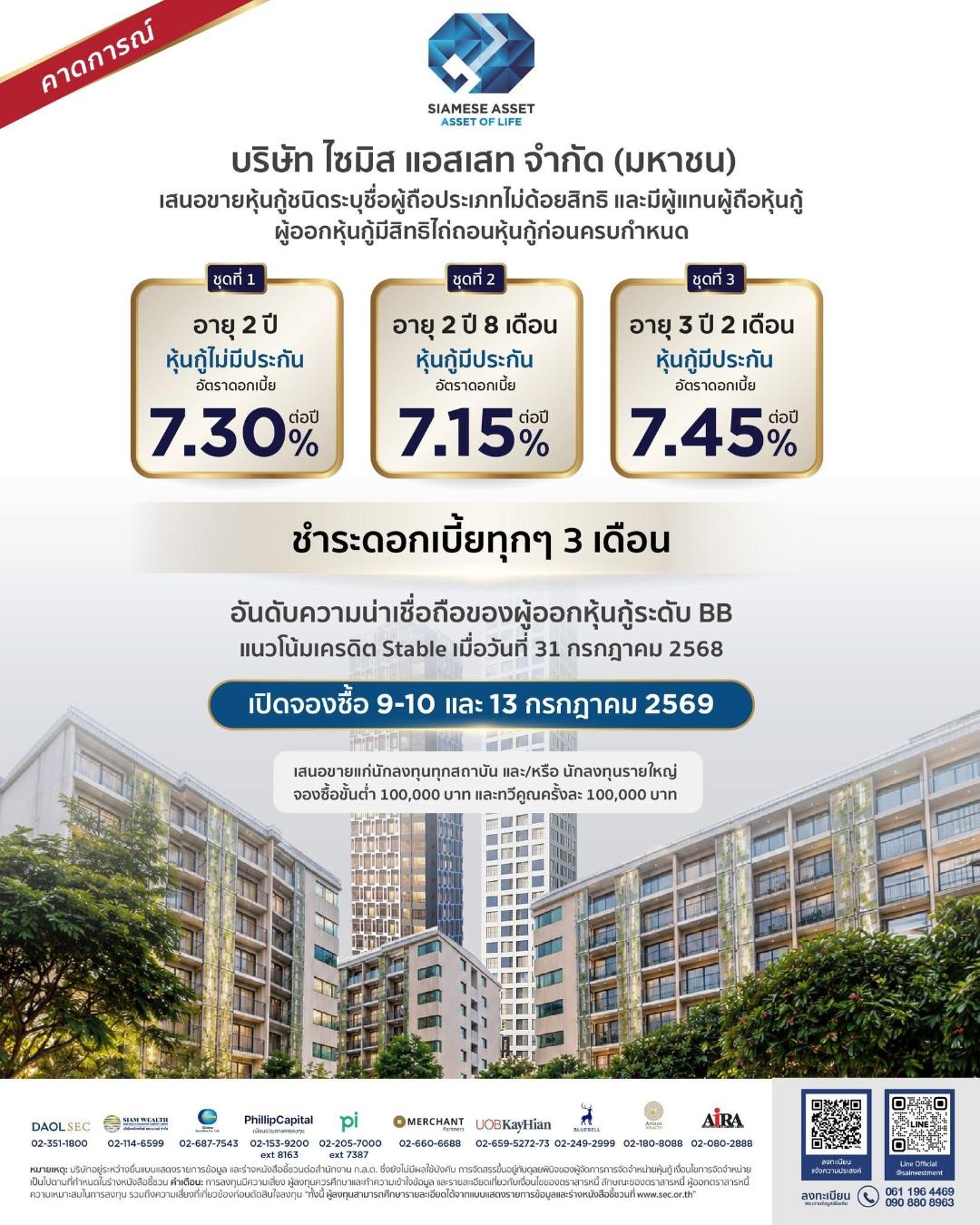 ภาพประกอบข่าว SA เสนอขายหุ้นกู้ชุดใหม่ ชูดอกเบี้ย 7.15-7.45%